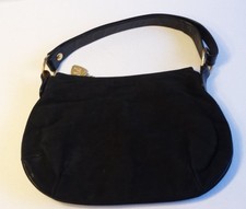 Morris Moskowitz Women Leather Suede Black Hobo Style Bag 12" X 2" X 6"