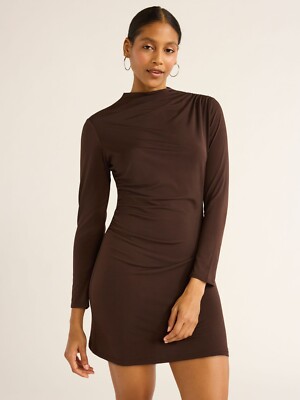 ruched knit sheath dress Scoop Women’s Ruched Knit Mini Dress, Size L Brown --X2--