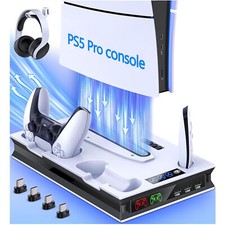 Cooling Vertical Stand for PS5 Slim/PS5 Pro/PS5 console Dual Controller Charger