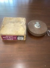 Vintage Leather Lufkin Rule Co Metallic 50 Ft Wind-up Tape Measure MADE IN USA
