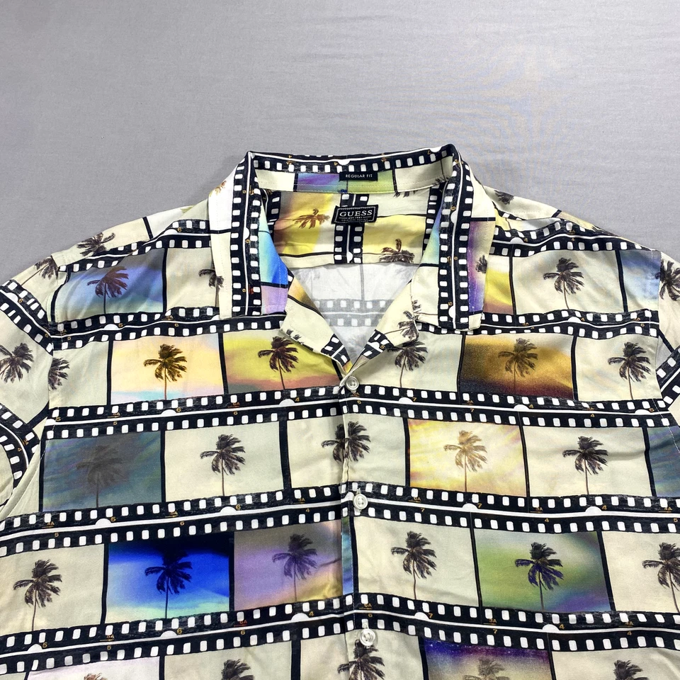 Guess рубашка мужская XXL 2XL на пуговицах гавайский курорт Hollywood ладони фильмы - Изображение 3 из 4
