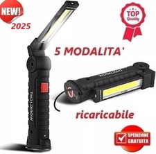 LAMPADA DA LAVORO RICARICABILE LED POTENTE 800L COB TORCIA MAGNETICA OFFICINA