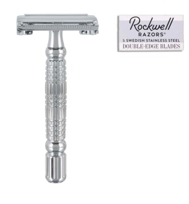 Rockwell Razors R1 Rookie Butterfly Shaving Safety Razor + 5 blades Chrome