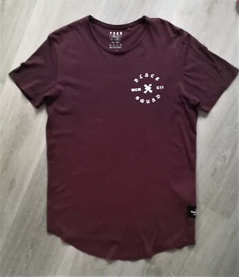 FSBN * Kurzarm Long-Shirt mit Schrift * bordeaux weiß * Größe M * TOPP * 