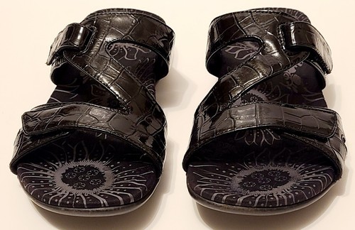 Vionic Lauren Black Croc Adjustable Comfort Slide Sandals Women’s US 6 / EU 37 - Picture 3 of 11