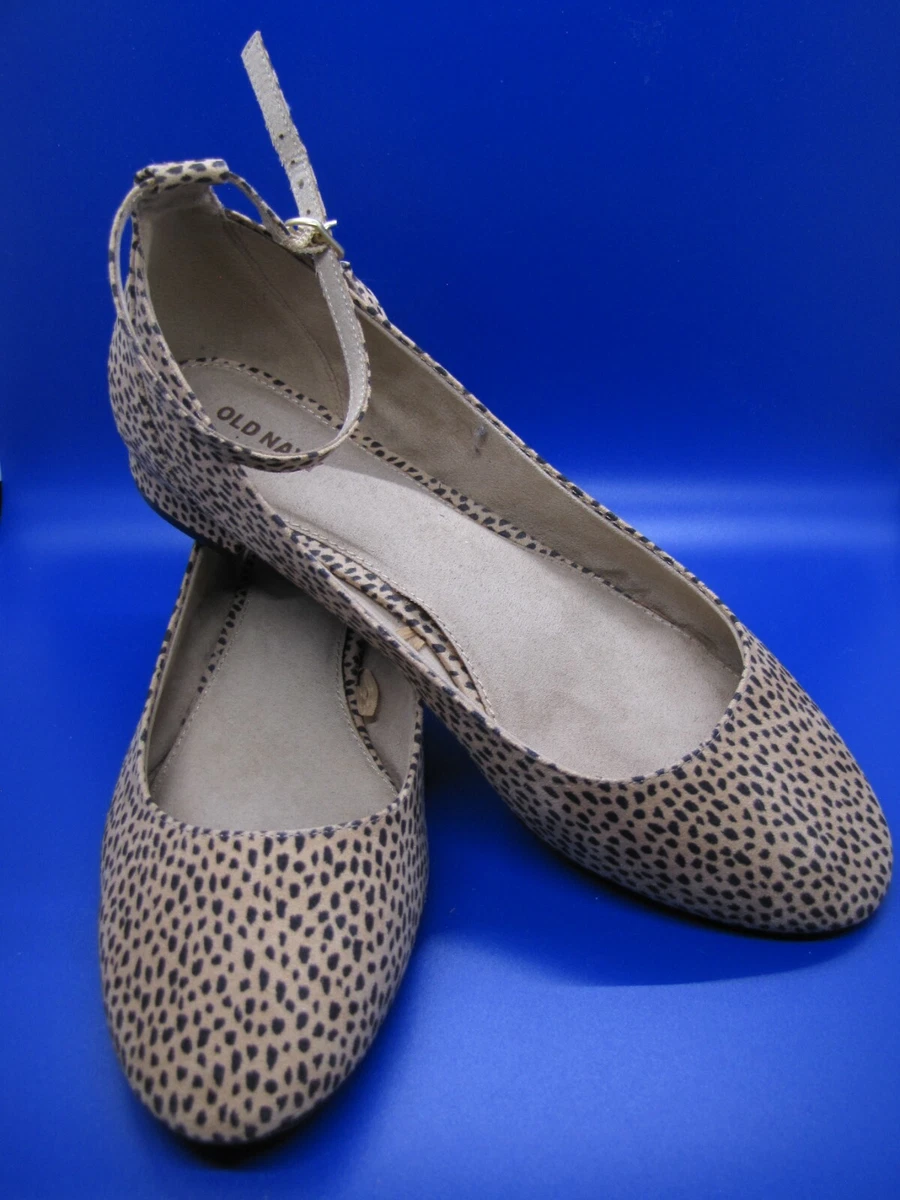 NEW Old Navy Cheetah Print Sueded Round Toe Flats with Ankle Strap