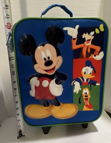 Disney Mickey Blue & Green Children's Rolling Suitcase Disney World Trip Travel - Picture 8 of 11