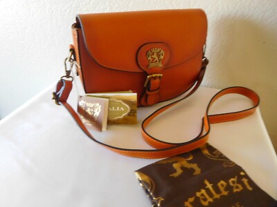 New Pratesi Firenze Lamole Clutch Cognac Leather Shoulder Bag w/Snap Buckle Cls 