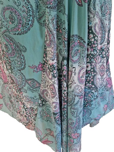Womens Per Una Green Paisley Bias Vintage Y2k Fairy Whimsical Midi Slip Dress16L - Picture 6 of 12