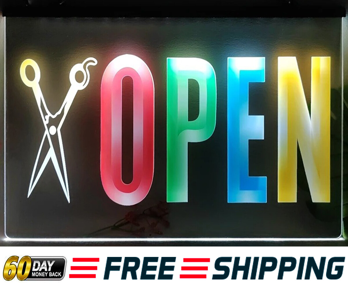 Scissors Open Barber Shop LED Neon Sign Light Wall Art Lamp Hair Salon Bar Décor-image