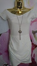 NEW WHITE STRETCH MISSGUIDED SEXY MINI OFF SHOULDER LADIES DRESS SIZE 10 EU 38