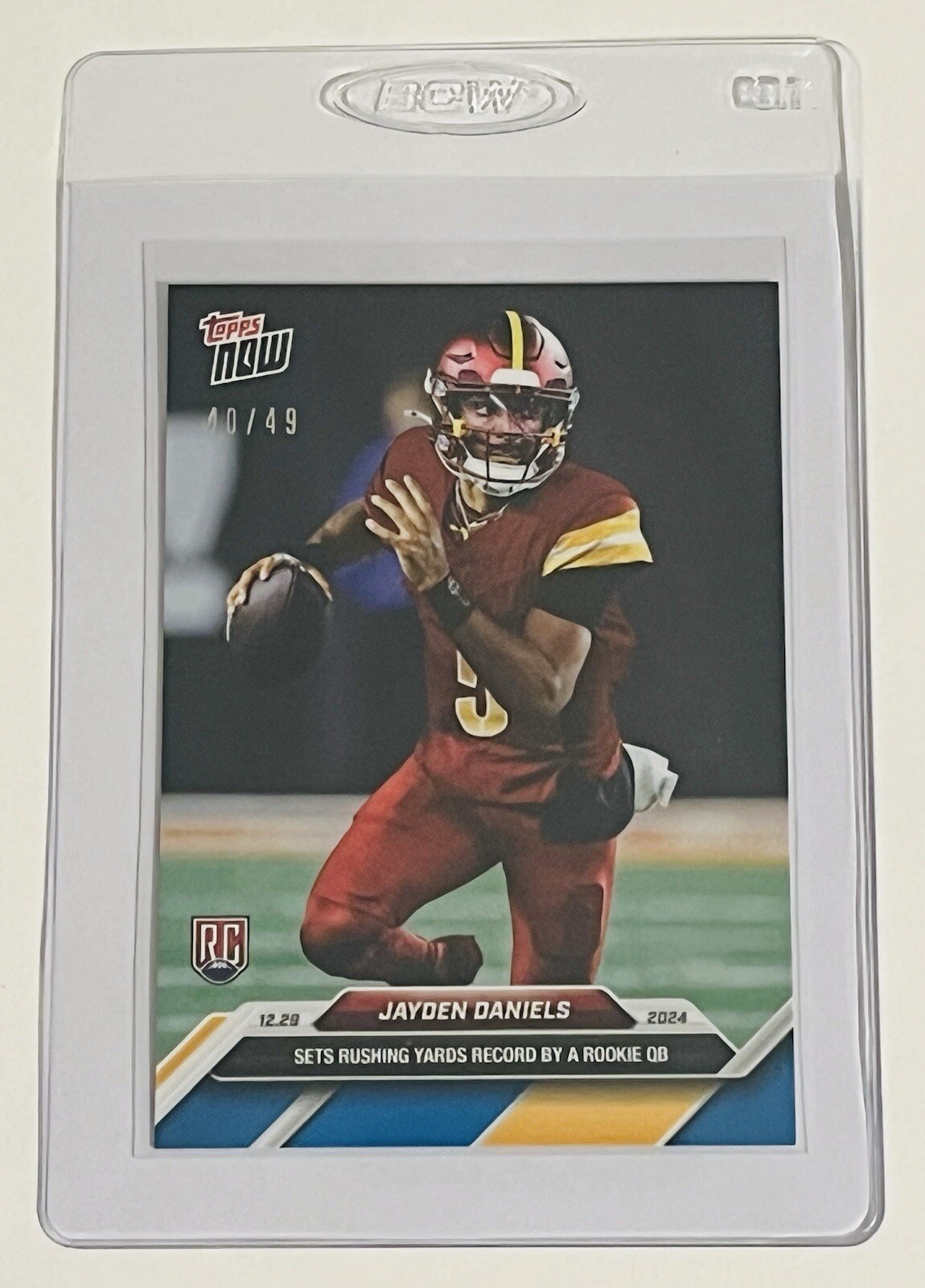 Jayden Daniels 2024 Topps Now RC Card 19 Rookie Record Blue Parallel #40/49