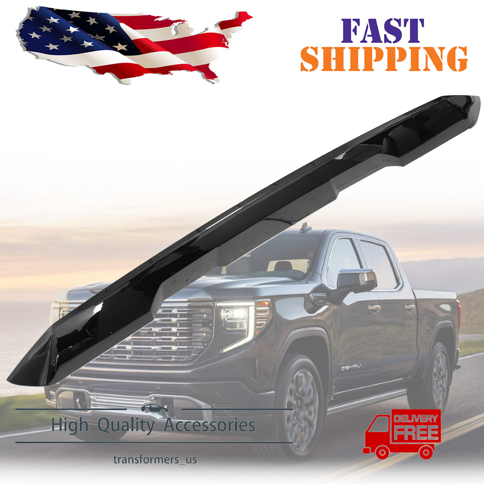 Para GMC Sierra 2500HD 3500HD 2020-2023 Parrilla delantera superior moldura moldura negro brillante