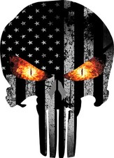 Punisher Usa Gray American Flag Skull Flaming Eye Vinyl Decal Reflective Sticker Punisher Usa Gray American Flag Skull Flaming Eye Vinyl Decal Reflective Sticker