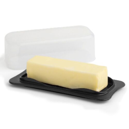 Butter Dish with Lid -Butter Keeper Container with Clear Lid Bpa Free- Black