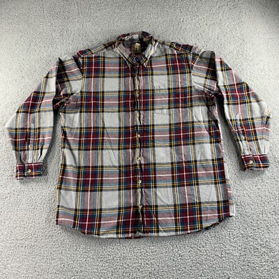 RedHead Shirt Mens 2XLT Tall Red Gray Flannel Plaid Button Down Outdoor Casual