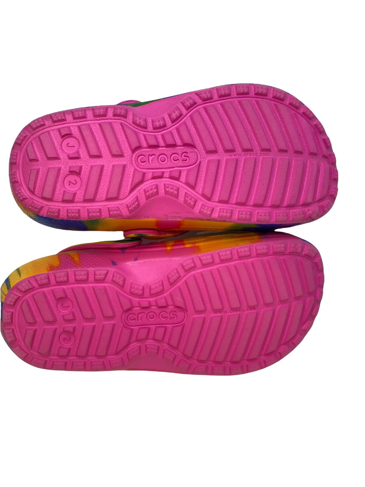 Crocs Junior Size 2 Classic Clog Pink Fur Lined Tie Dye Graphic Clog Fuzzy Plush eBay