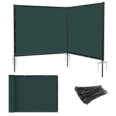 5FT 6FT Tall Outdoor Freestanding Privacy Screen Fence Panels with Iron Poles