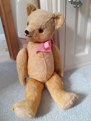 Antiker Vintage englischer Mohair verbunden 21 Zoll traditioneller 1940er Teddybär Fred