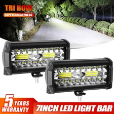 2X 7inch 1200W LED Work Pods Light Bar Spot Flood Truck Offroad Fog Driving 4WD