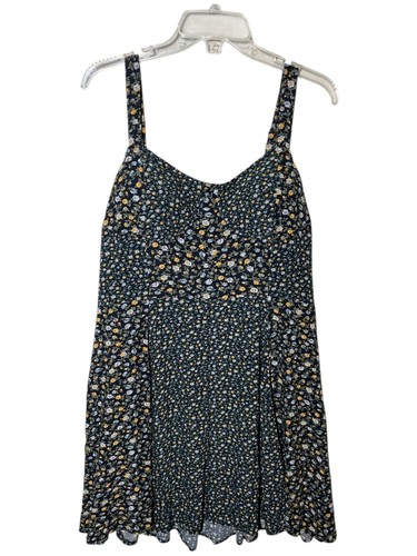 American Eagle Dress Size XL Smocked Sleeveless Ditsy Floral Dark Fairy Padded - Picture 7 of 14