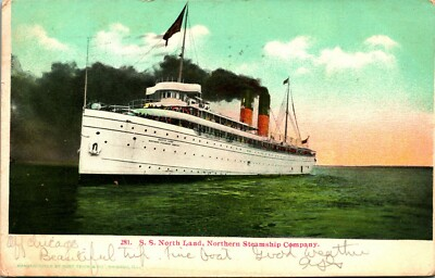 #ad Steamship North Land Northern Steamship Company 1906 UDB Postcard D7 $4.46