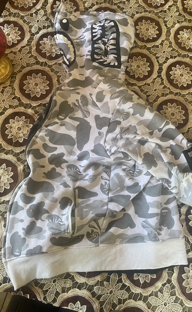 Bape Hoodie A Bathing Ape Neighborhood Hoodie White And Black 2XL