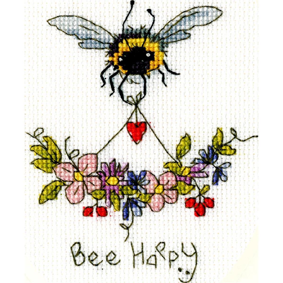 Bothy Threads  greating card counted cross stitch kit ""Bee Happy"", XGC25, 9x13cm