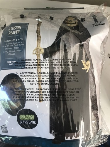 Grim Reaper Illusion Kinderkostüm 8-10 Halloween komplett neu mit Etikett
