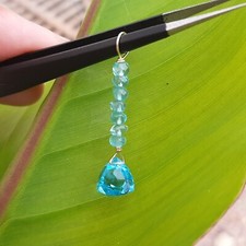 pendentif en pierre précieuse apatite quartz bleu laiton plaqué or jaune 14k