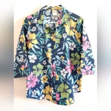 Fun Vintage Blair Bold Floral Shirt Colorful Multicolor Size Small Chest 34"