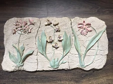 Home Interiors and Gifts Resin Wall Plaques 3D Floral Design ~ Complete S3  RARE