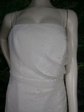 DESIGNER FAIRYTALE WEDDING GOWN SIZE 14 WHITE SHEATH COLUMN PEARLS SEQUINS