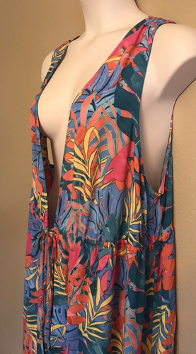 KONA SOL SIZE X/1X (14-16) TROPICAL PRINT MAXI SWIM COVER UP TIE FRONT-LIST $30 - Picture 4 of 6