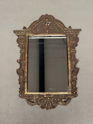 Vintage 1970 s Ornate Gold Baroque Style Wall Mirror-Faux Gold Resin Composite