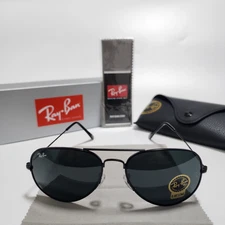 Ray-Ban RB3025 Aviator Pilot Sunglasses Black Frame Glass Gray Lens 58-14 138 mm