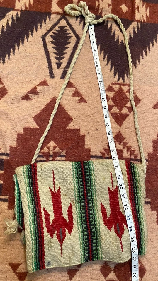 Vintage 1960’s 100% Wool Hand Tailored CHIMAYO Purse Clutch Red Brown Green - Image 4 of 4