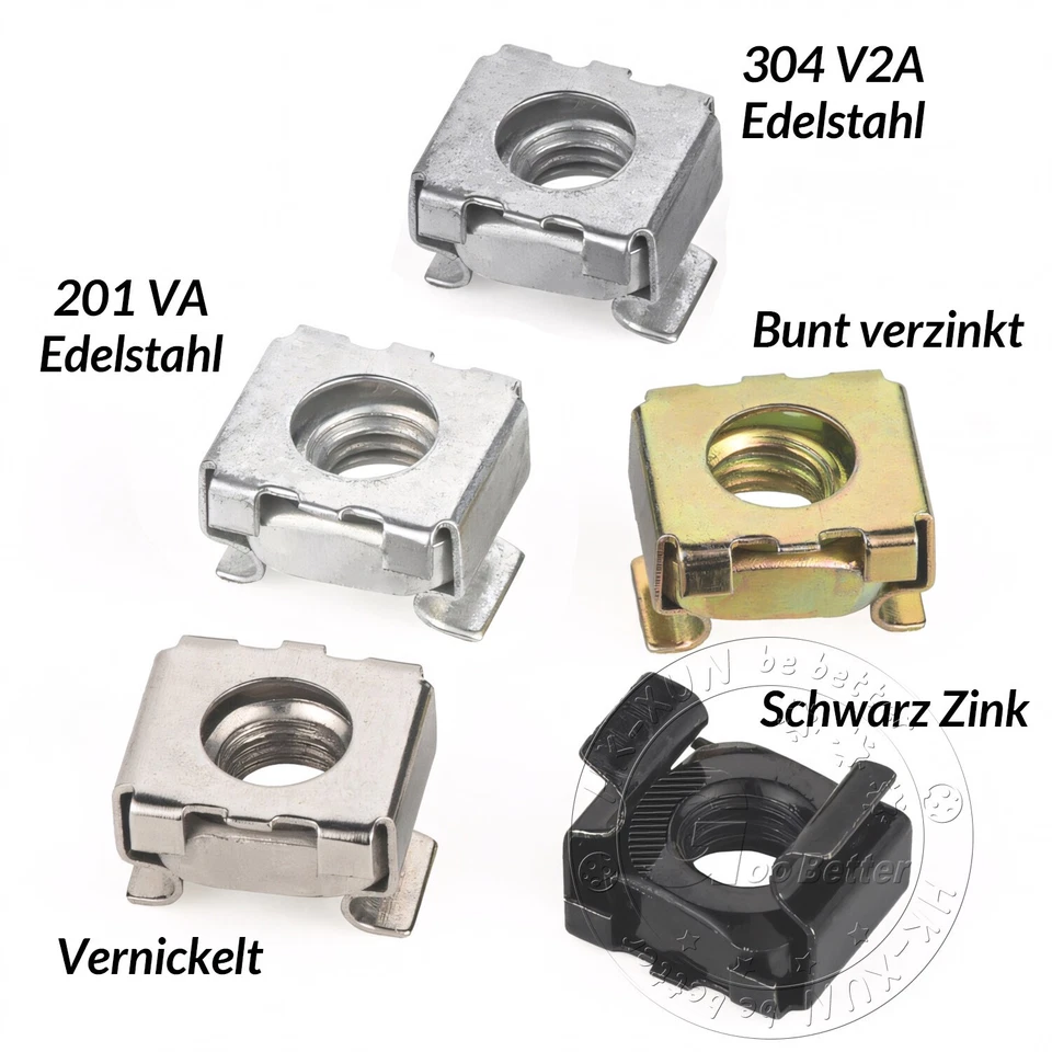 Käfigmuttern Stahl verzinkt für Rackschiene Käfigmutter M4 M5 M6 M8 M10 M12 - Bild 3 von 4