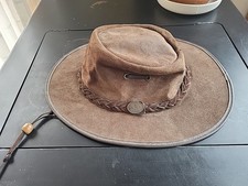 Vtg Barmah Australia Hat Cowboy Fitted Med Brown Suede Foldaway Outback 1061
