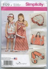 Simplicity Uncut Pattern 1129 Child's Slip Dress or Top Shorts Slippers Eye Mask