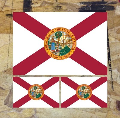 FL Florida State Flag Car Truck Device Bumper Sticker Decal Made In FL - 3 for 1