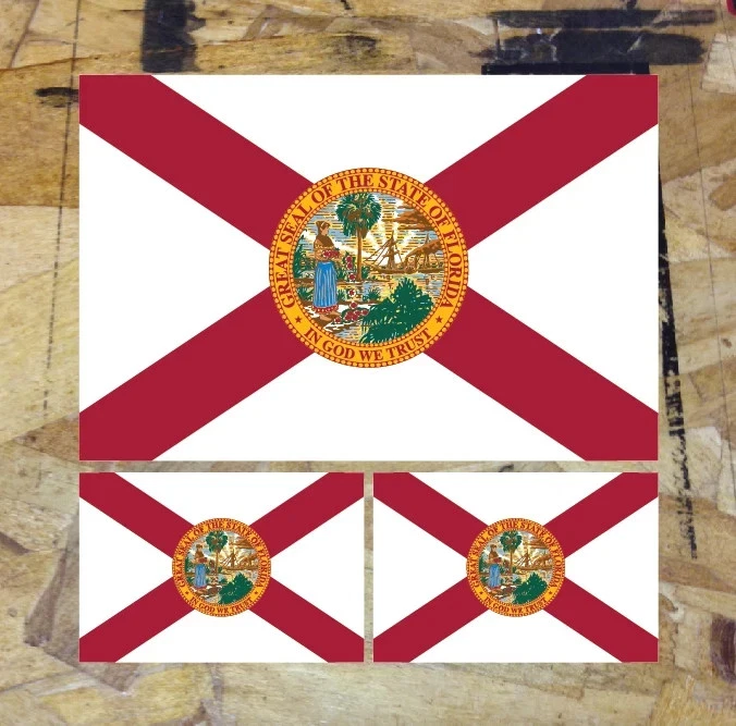 SIX9 DESIGNS FL Florida State Flag Car Truck Device Bumper Sticker Decal Made In FL - 3 for 1