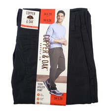 Copper and Oak Supply Co Utility Pants Men 34x29 Black Straight Fit Tech Stretch
