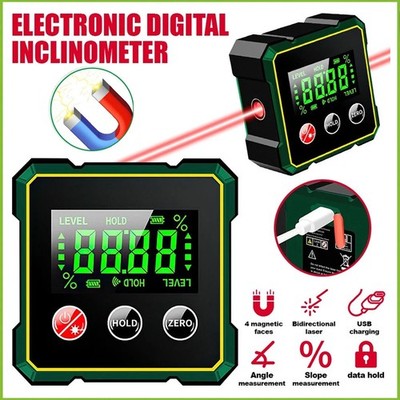 Digital Angle Finder Magnetic Protractor Laser Level Box Inclinometer Tool 2025