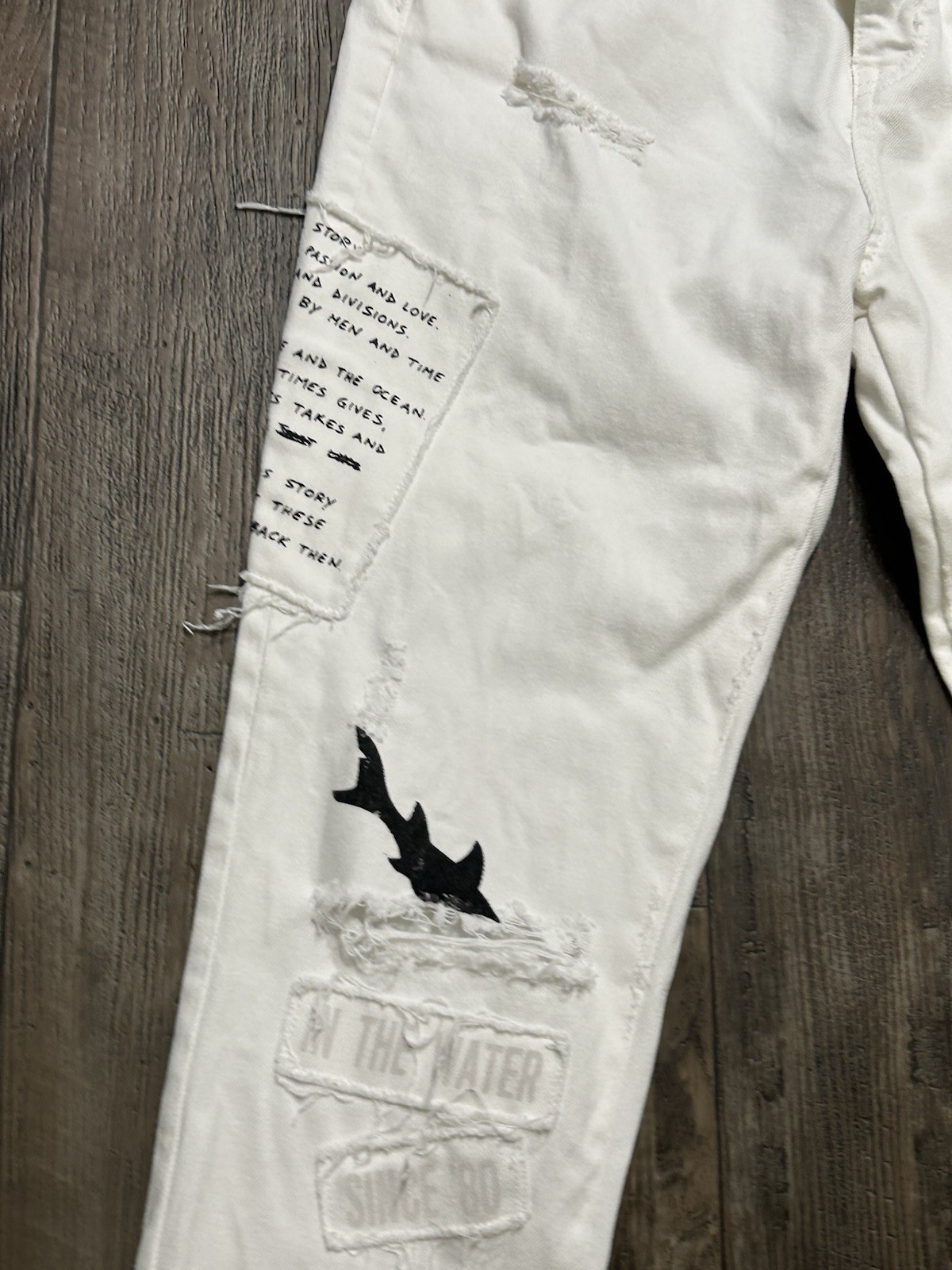 Zara Basic Women's Straight White Denim Jeans Maui and Sons Patch image 9