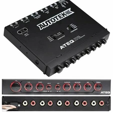 Autotek 4-Band Audio Equalizer with Built-in 2-Way Crossover, 9 Volts, 1/2 DIN,