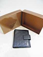 Autentica custodia per carte Gucci GG nera Sima in pelle agenda blocco note...