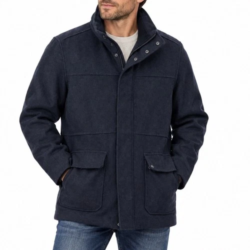 Mens XL Tasso Elba Coat Charcoal Grey Wool Cashmere Blend Zip Winter Car Jacket - product listing photo