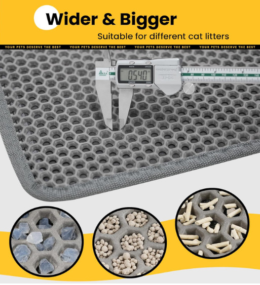 Double Layer Cat Litter Mat Trapping Honeycomb Soft Waterproof Kitty Litter Mat