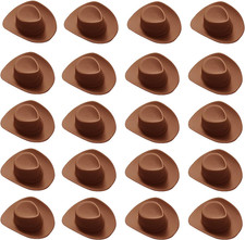 20 Pieces Mini Western Cowboy Cowgirl Hat Plastic Miniature Western Hat Cute Dol